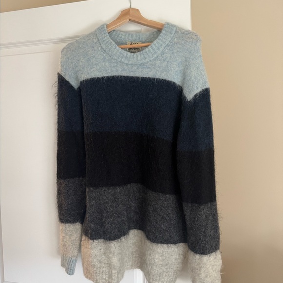 Acne Women's Striped Sweater in Blue and Gray